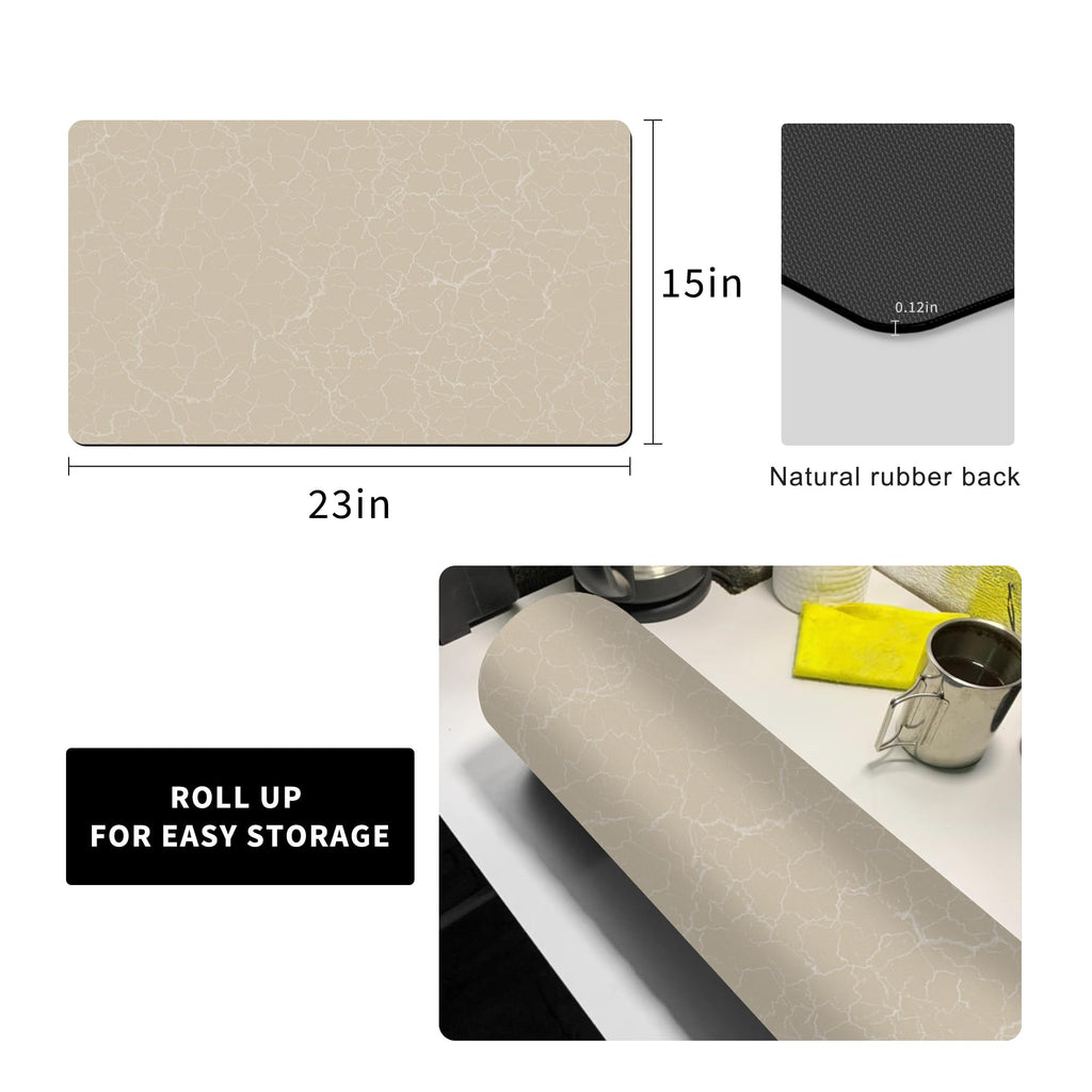 Coffee Bar Mat,Under Coffee Maker Mat,23"x15"Coffee Tray Mat Under Coffee Machine,Rubber Coffee Maker Mat,Under Appliance Mats,Silicone Hot Mat for Coffee Machine,Dish Drying Mat, Marble Beige