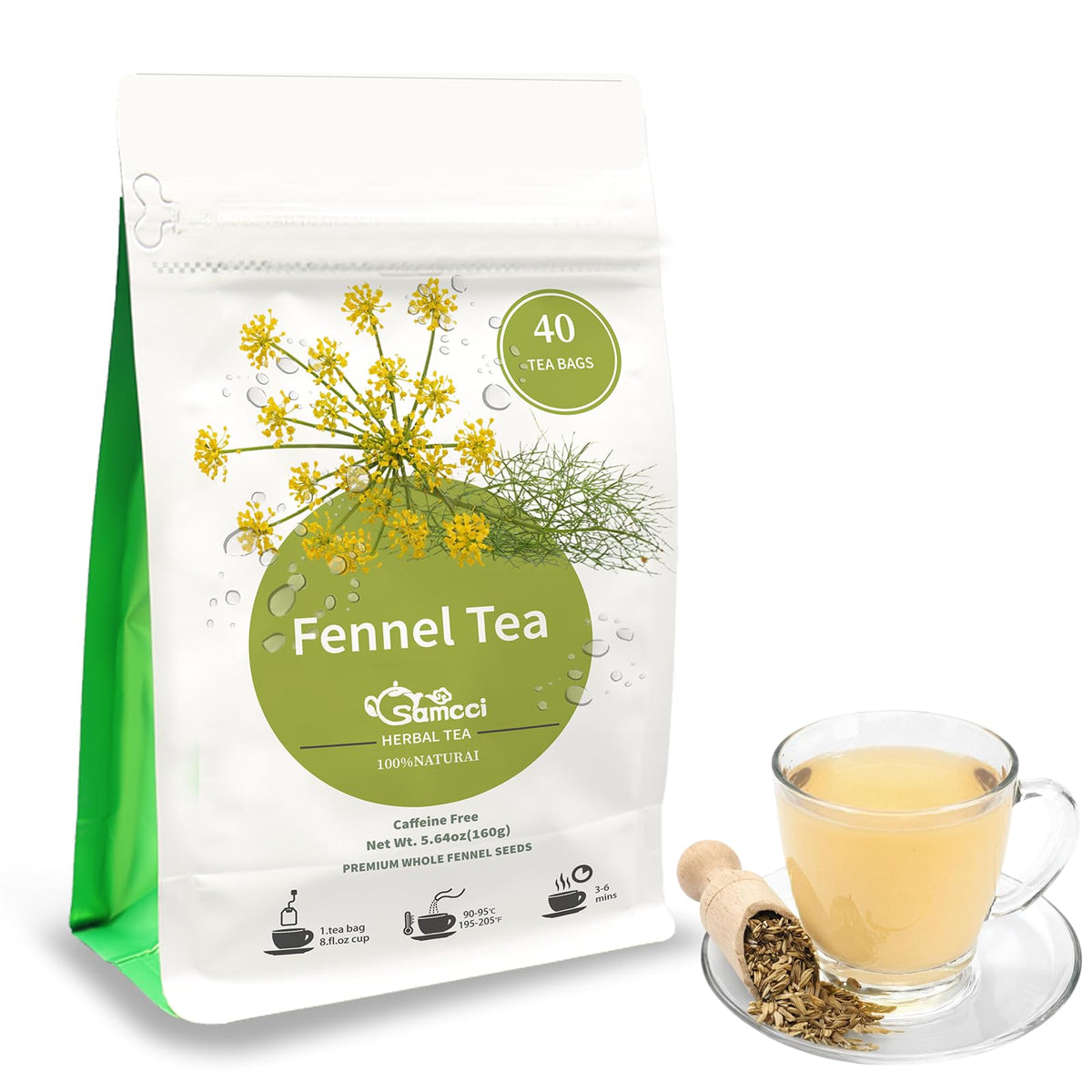 Samcci Senna Tea, 50 Tea bags, Naturally Senna Leaf Tea for Constipation