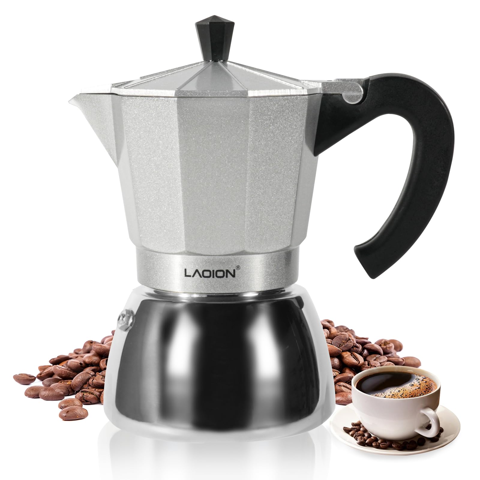 LAOION Stovetop Espresso Maker, 6Cup Moka Pot, Espresso Machine