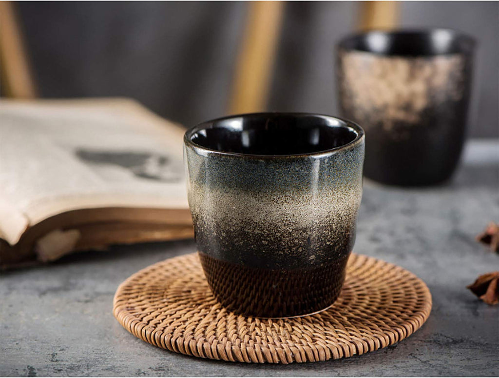 Lxuwbd Ceramic Tea Cup, Kung Fu Tea set, Coffee Cup, Yerba Mate Set 4-piece companion cup set (4 colors)