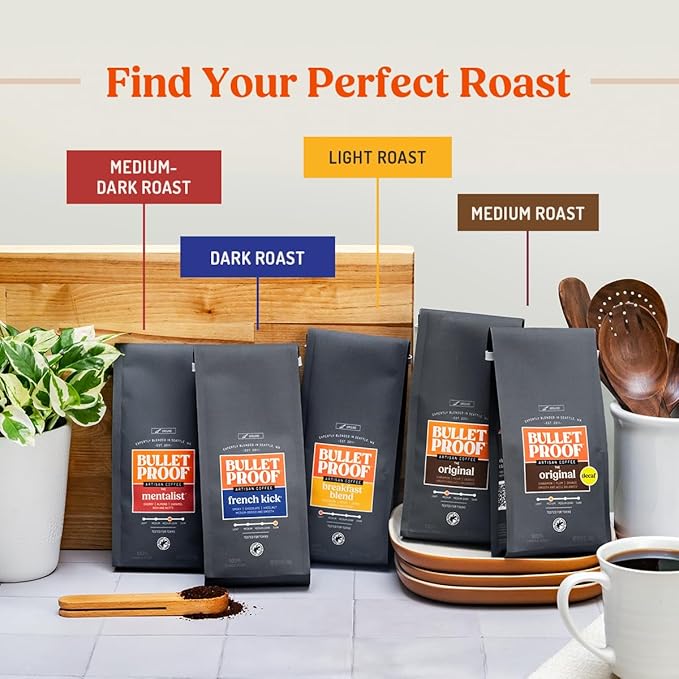 Bulletproof The Mentalist Medium-Dark Roast Single-Serve Pods, 10 Count, 100% Arabica Beans, Clean Coffee Tested for Toxins, Packaging May Vary