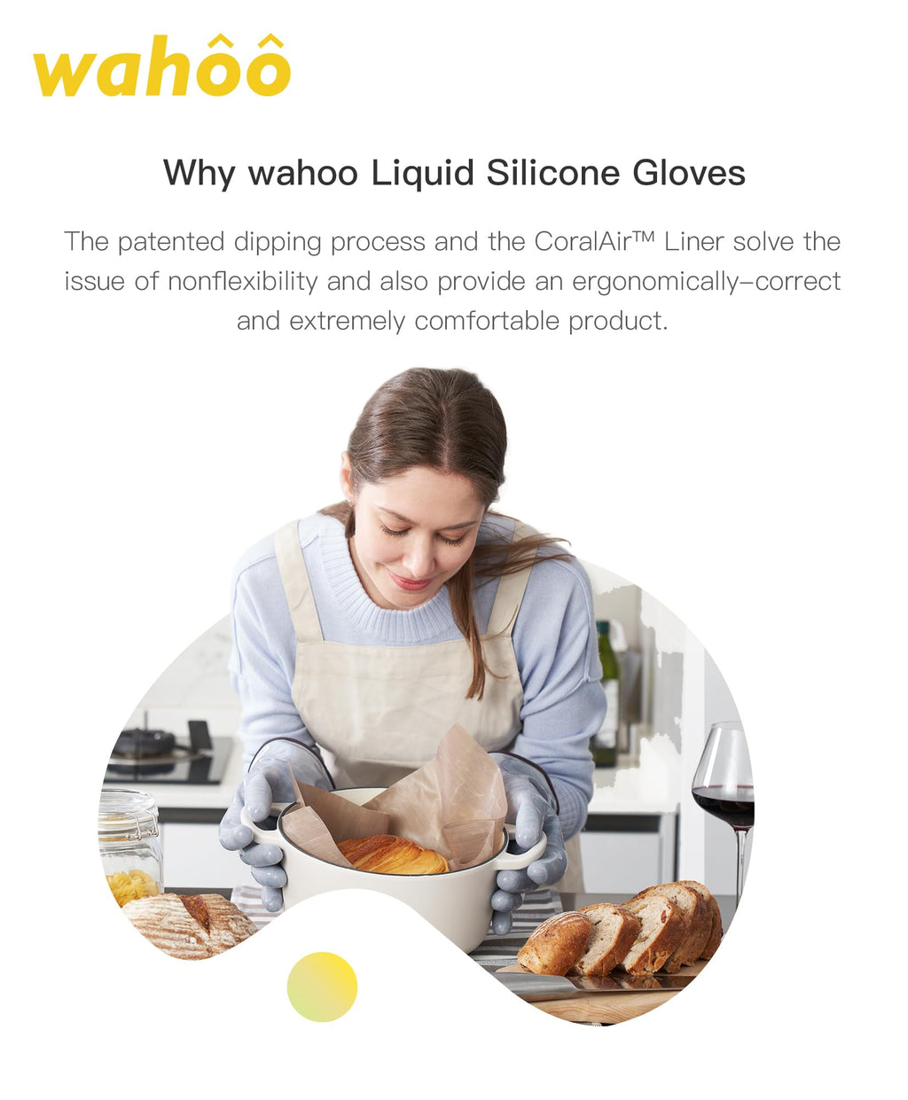 wahoo 12 Inch Liquid Silicone Oven Mitts,Heat Resistant Gloves,Purple,XL/10