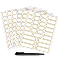 192pcs Removable Bottle Labels Waterproof Self-Adhesive Kitchen Home Edit Food Label Stickers with Gold Border for Food Containers Mason Jars Storage Bins Daycare Organization,with Marker Pen