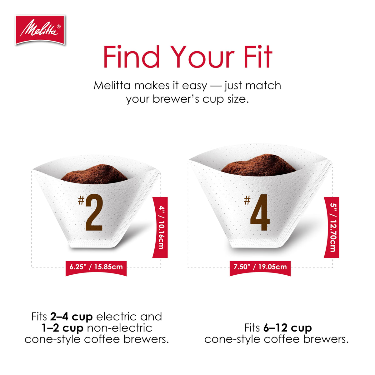 Melitta #4 White Cone Coffee Filters, 6-Pack