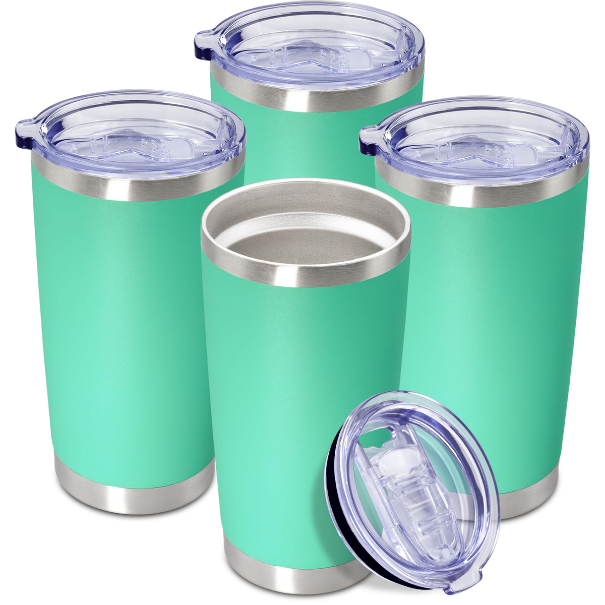 20oz Tumbler Insulated Coffee Tumblers with Lid Stainless Steel Black 8P