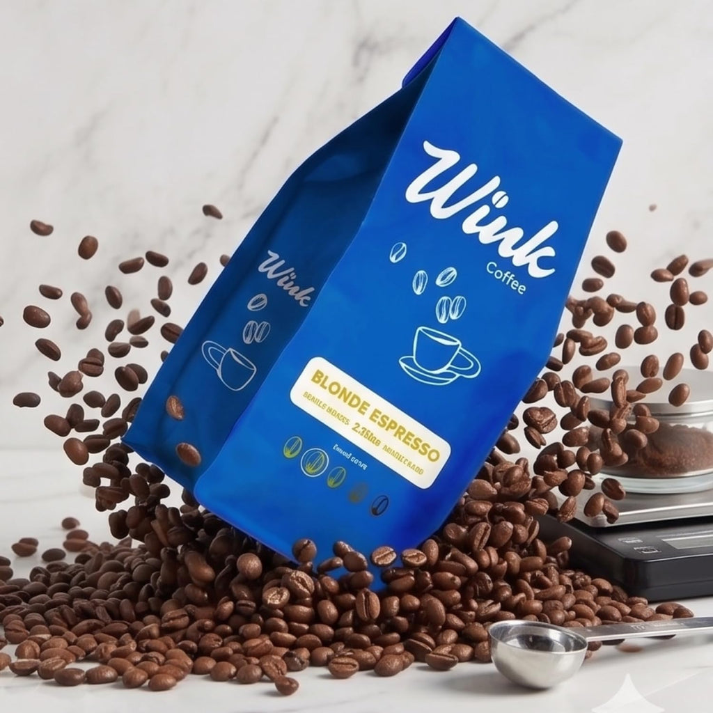 Wink Coffee Blonde Espresso Whole Bean Coffee, 2.2 lb Bag, Light Roast Coffee Beans, 100% Arabica, Single Origin, Gourmet, Small-Batch, Smooth & Balanced, Sustainably Sourced