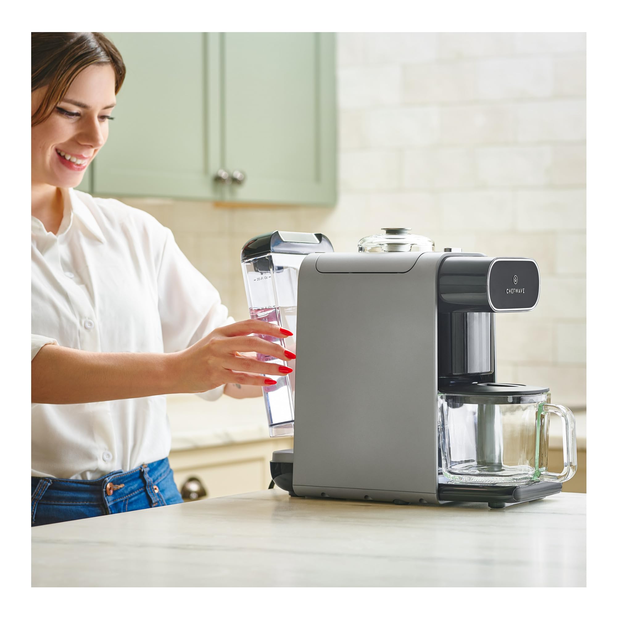 ChefWave Milkmade Soy Milk Maker 6-in-1 Vegan Plant-Based Milk Machine with Auto Clean, and Delay Start, Almond, Oat, Soy, Cashew, Coconut, Macadamia Milk Maker with Nut Platter (Silver/Black)