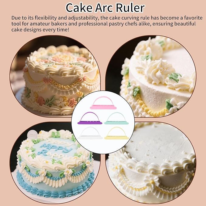 5pcs Cake Arch Guide Tools, Plastic Adjustable Fondant Cake Arc Ruler Practical Baking Pastry Measure Tools Suitable for Home Bakery Dessert Shop