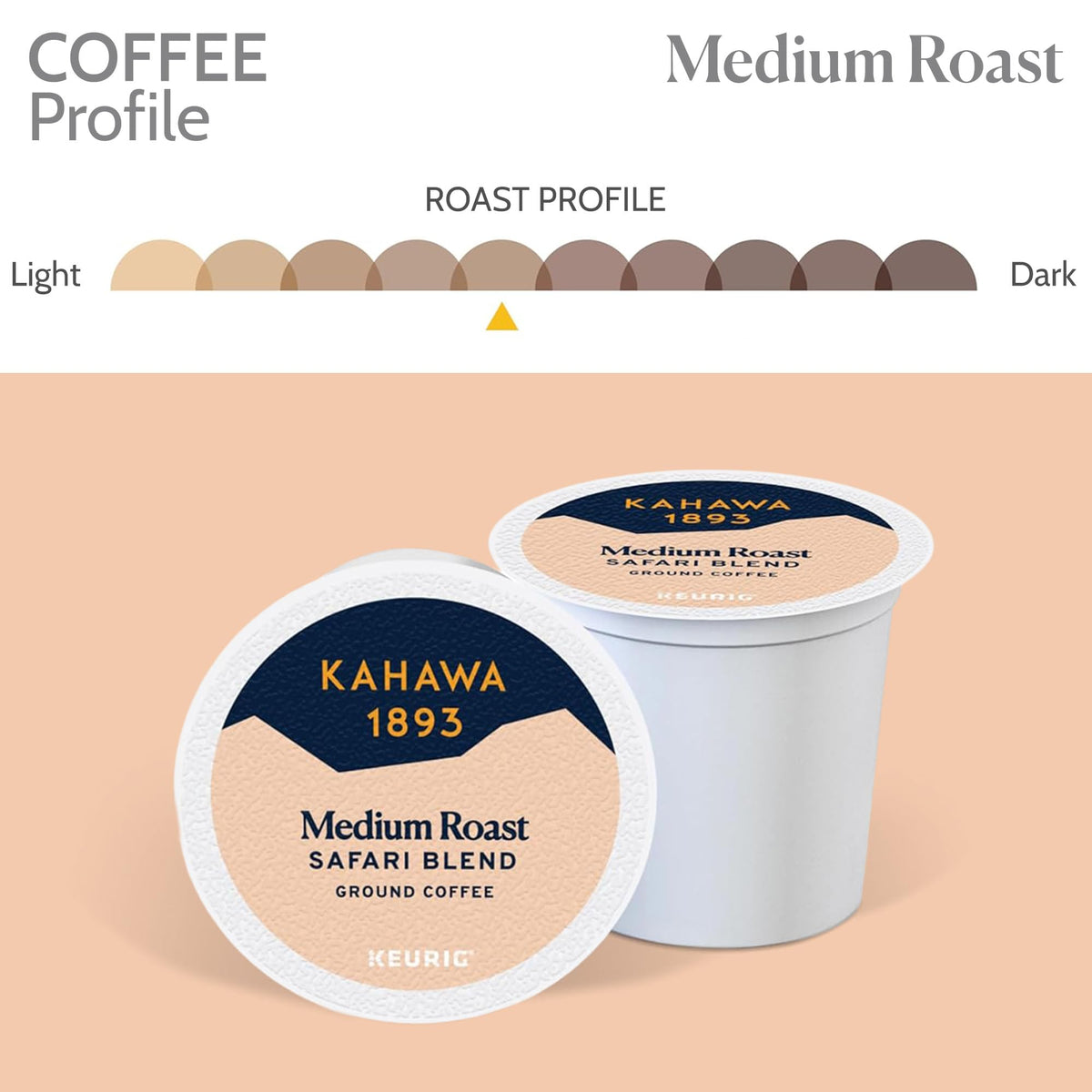 Kahawa 1893 Medium Roast Coffee K-Cup Pods Safari Blend (20 Count)