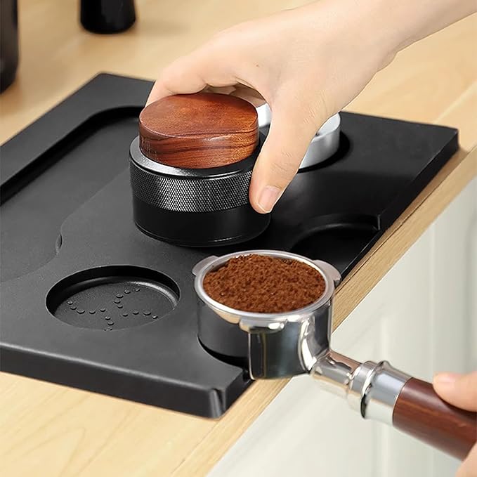 Joyeee Espresso Tamping Mat, Large Tamping Mat with Corner Edge, Anti-Slip Espresso Silicone Mat For Baristas Tool Supplies, Coffee & Espresso Machine Parts & Accessories, Black 12.6 x 9.5 inch