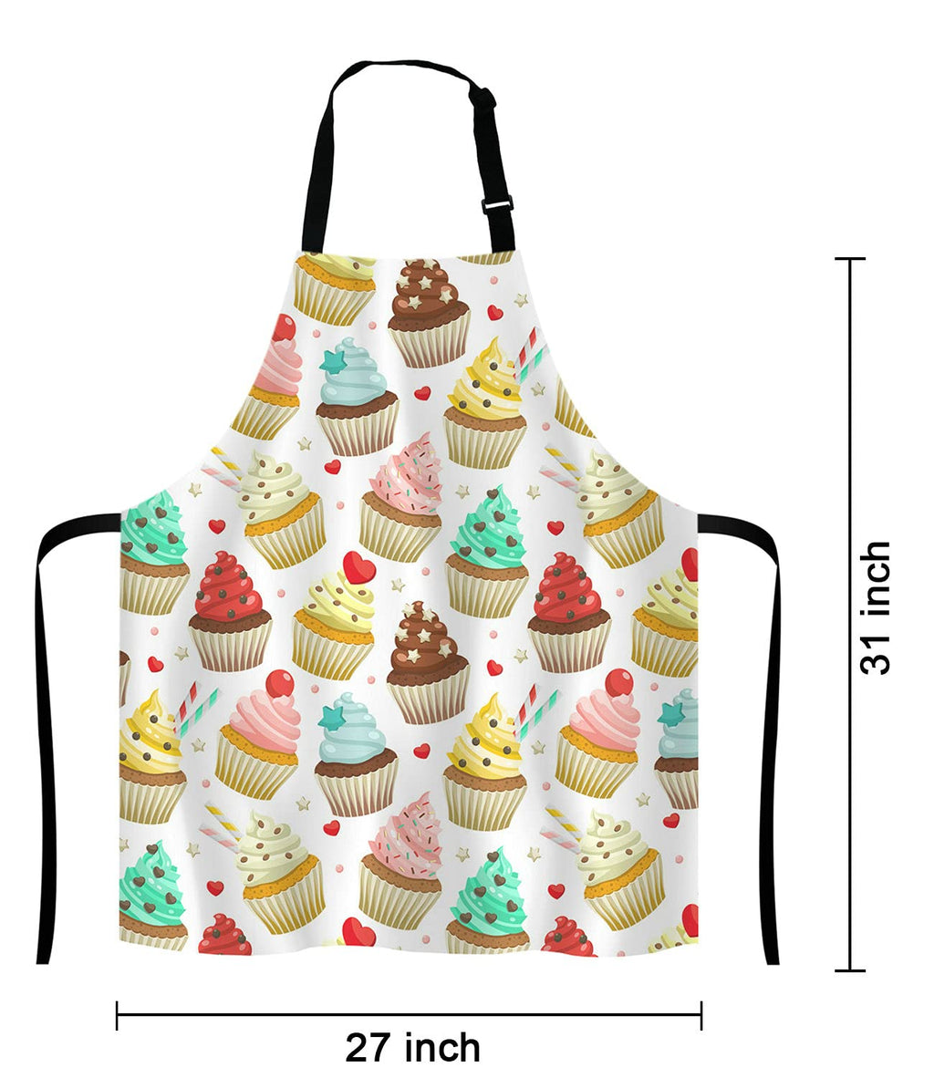 Lefolen Yummy Colored Cupcakes Adjustable Bib Apron, Cute Cupcake Pattern Apron, Sweet Dessert Cooking Kitchen Apron for Men Women