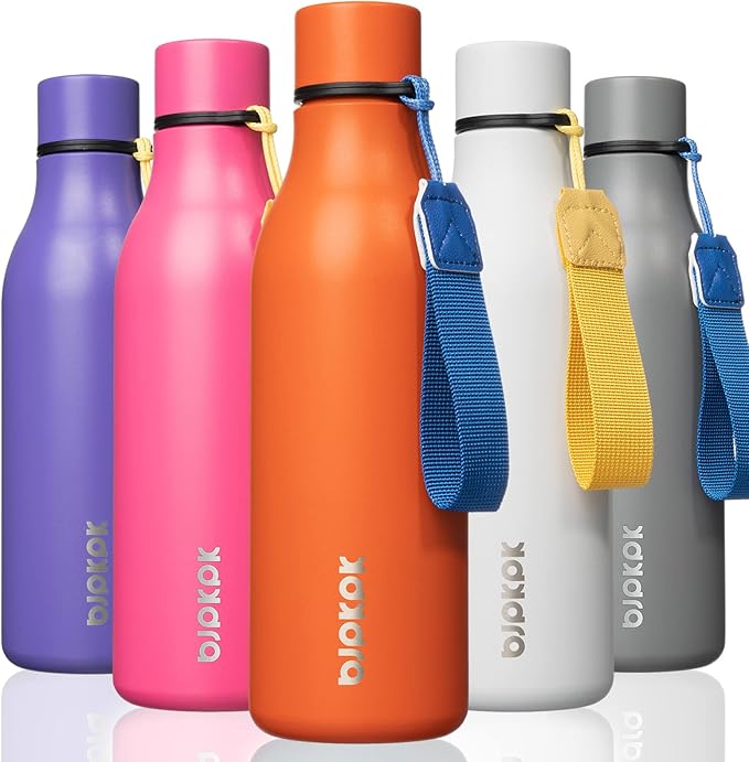 BJPKPK 18oz Insulated Water Bottle, Stainless Steel Bottle with Carry Strap