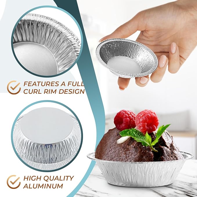 Mini Pie Tins 2.9 Inch - 200 Pack Disposable Aluminum Foil Pie Pans | Durable, Lightweight & Stackable for Oven & Freezer | Great for Tarts, Baking, Meal Prep, Catering, Takeout, Parties, and Desserts