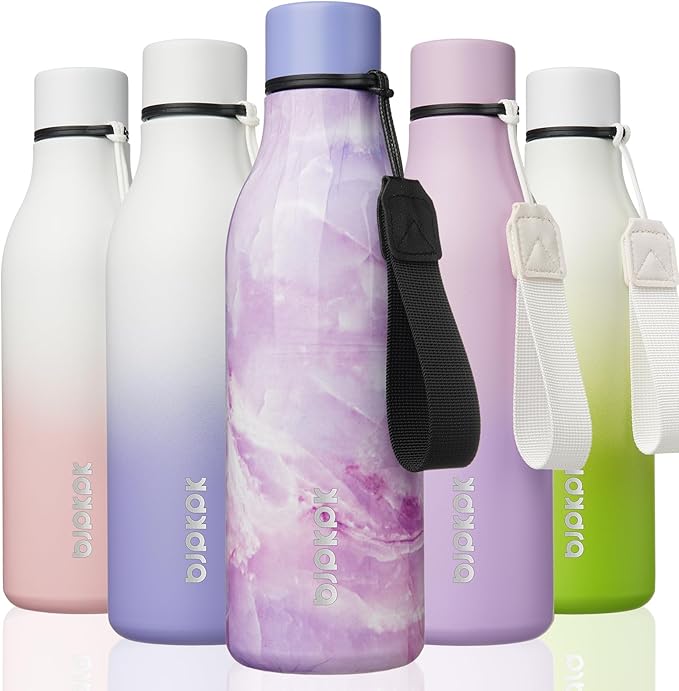 BJPKPK 18oz Insulated Water Bottle, Stainless Steel Bottle with Carry Strap