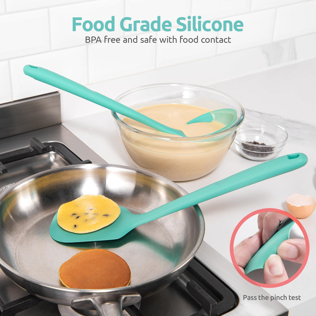 U-Taste Silicone Kitchen Cooking Utensil Set of 5, 13.6" Long, Aqua Sky