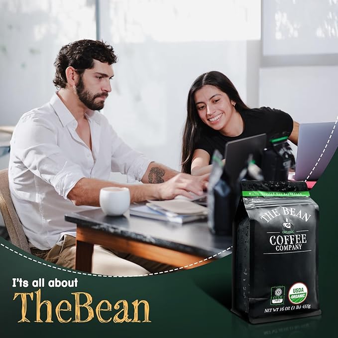 The Bean Organic Coffee Company South America, Medium Roast, Ground Coffee, 5-Pound Bag, Café molido tostado orgánico