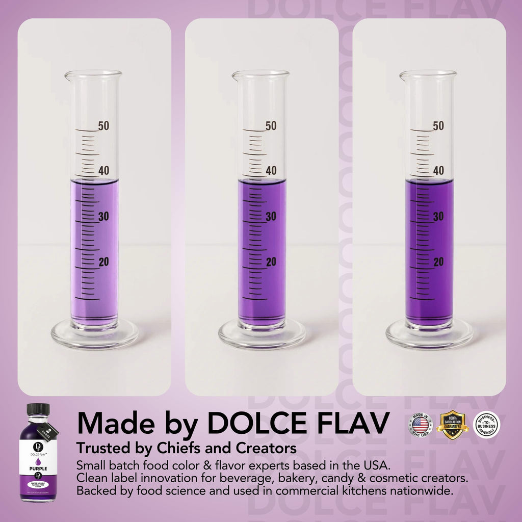 Dolce Flav Natural Purple Food Coloring – 2 oz Liquid Dye from Red Radish & Huito with Graduated Dropper | Water-Soluble | For Baking, Drinks & Frostings | Kosher | Made in USA
