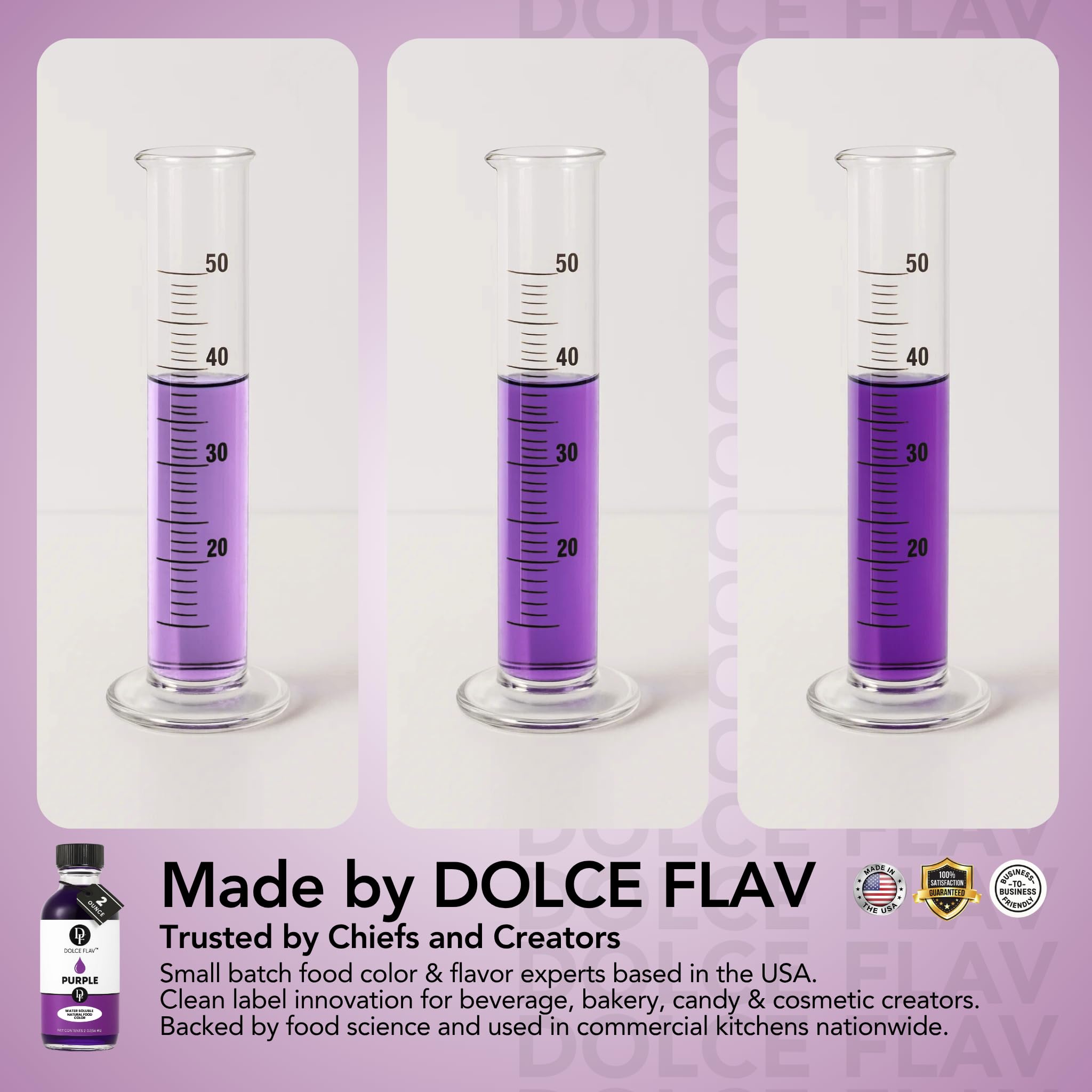 Dolce Flav Natural Purple Food Coloring – 2 oz Liquid Dye from Red Radish & Huito with Graduated Dropper | Water-Soluble | For Baking, Drinks & Frostings | Kosher | Made in USA