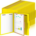 36 Pcs Classification Folders Letter Size, Back to School Supply for Teacher, Student, 1 Divider Pressboard File Folder Bulk with 2 Fasteners, 3.5 Inch Expanding File Organizer (Yellow)