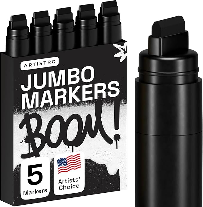 ARTISTRO Black Paint Pens - Jumbo Tips - Set of 5