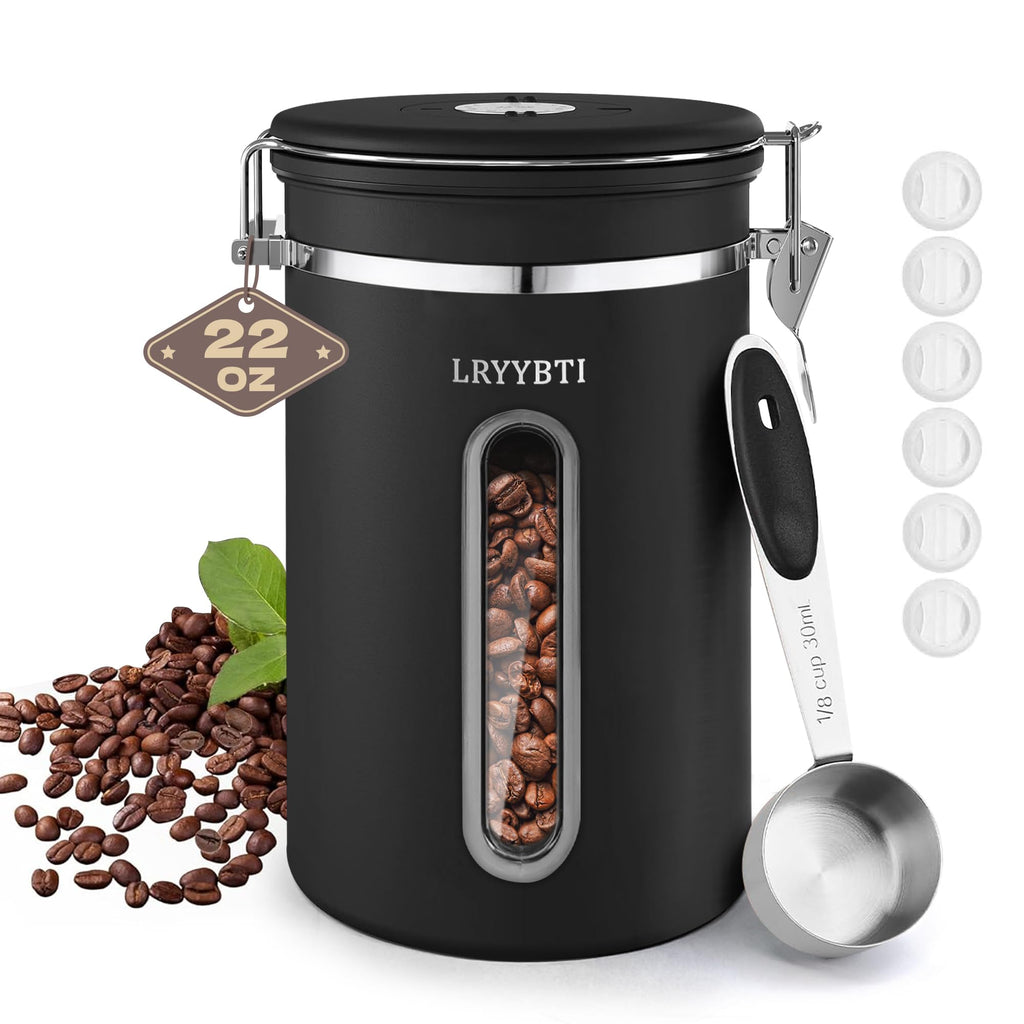 LRYYBTI Coffee Canisters with Window,Airtight Coffee Container，22oz