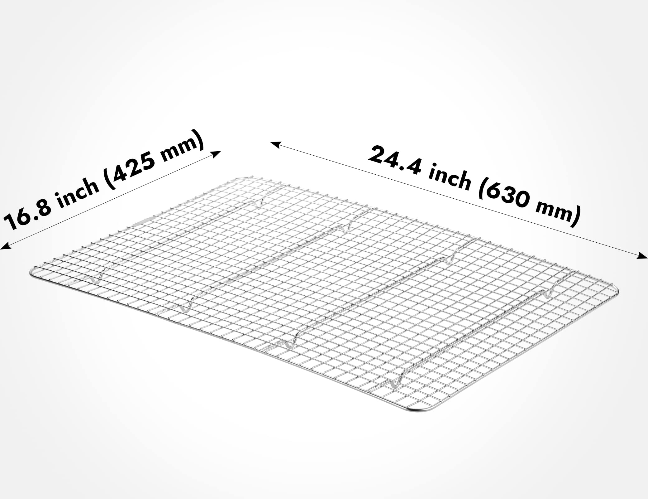 CURTA 2 Pack 16.8" X 24.4" Chef Cooling Rack,NSF Listed 18/8 Stainless Steel Oven Safe Grid Wire Cookie Cooling Racks for Baking & Cooking - Commercial Grade comes with Lifting Handl