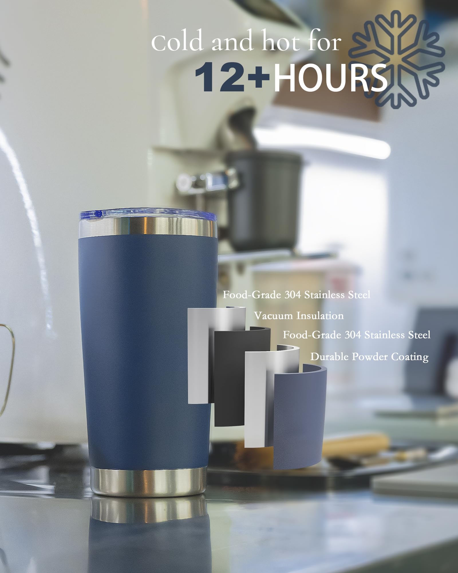 UIRZOTN 20oz Travel Coffee Tumbler, Insulated Travel Mug, Peri 8 Pack