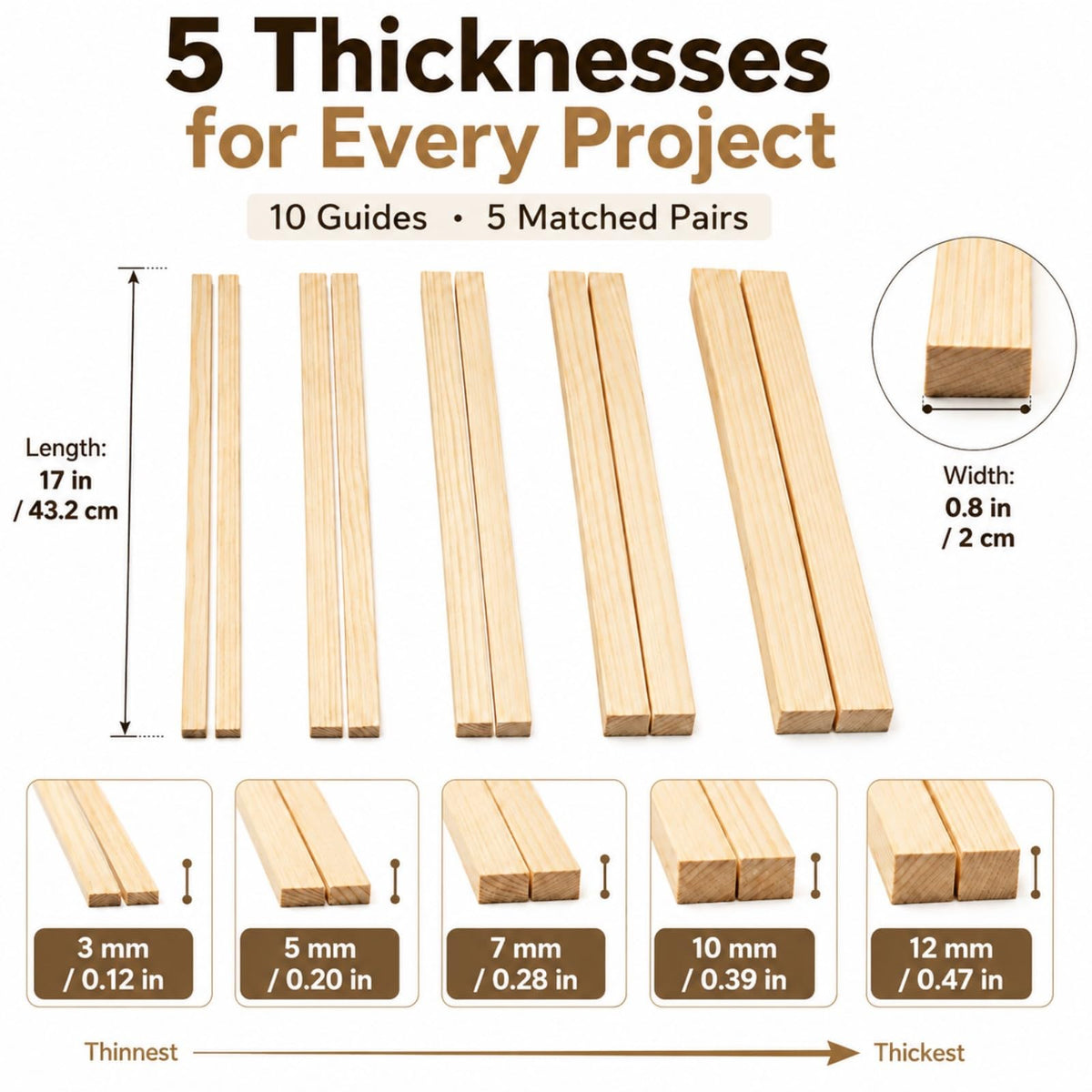 DIYOOHOMY 10 Pcs 17" L Rolling Pin Guides for Clay Dough