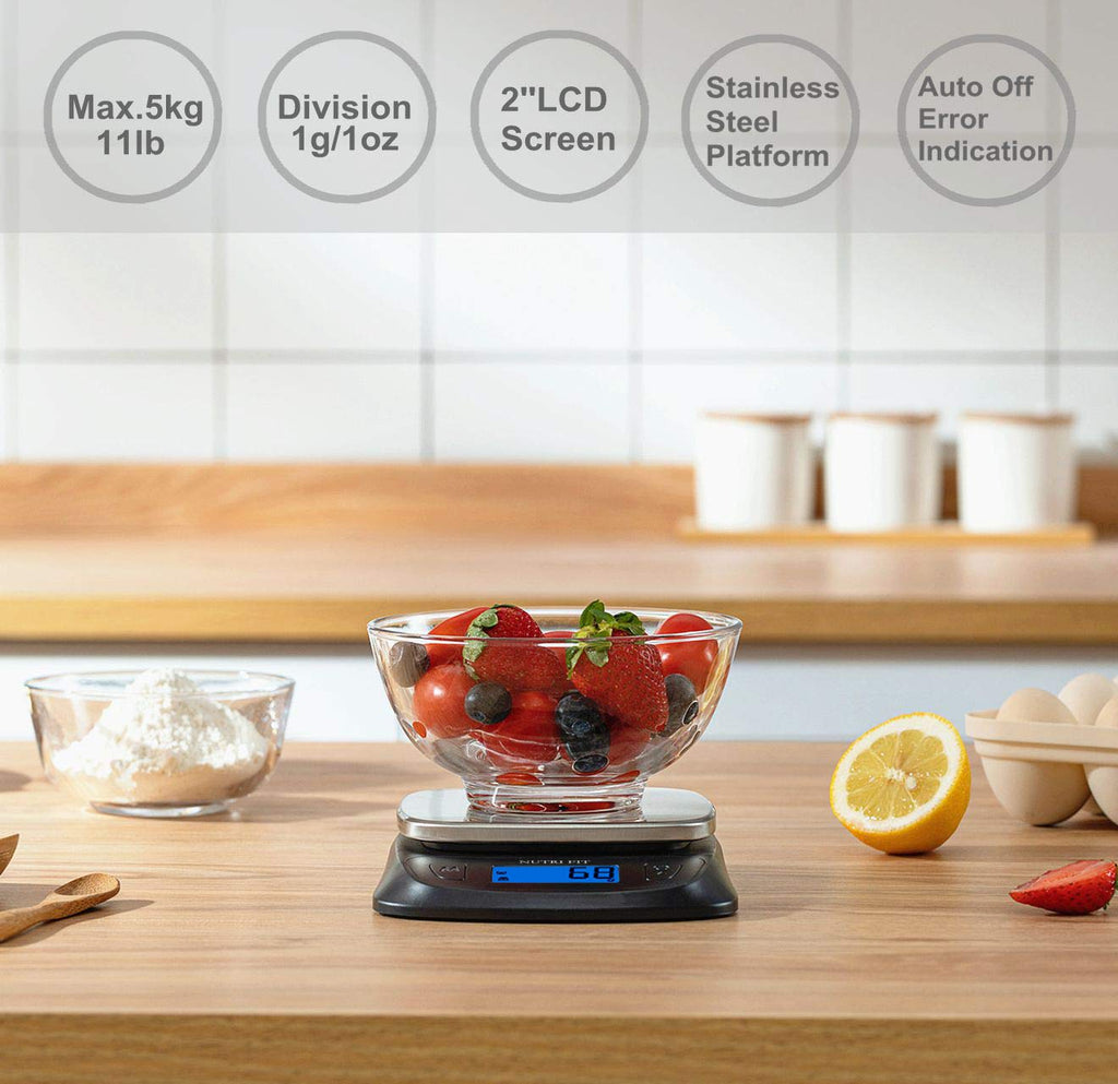 NUTRI FIT Kitchen Scales Digital Food Scale Cooking in Grams & Ounces Black