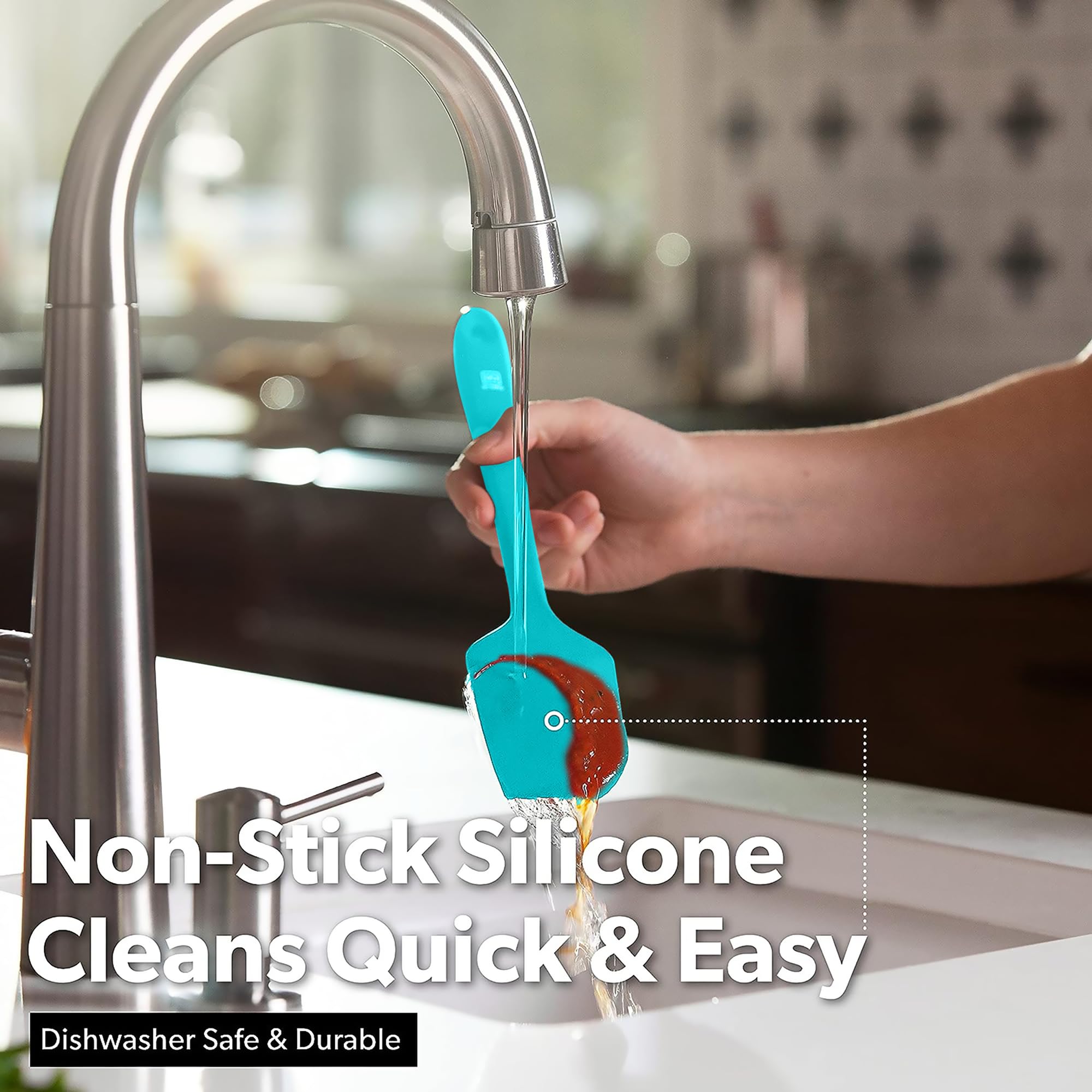 DI ORO Silicone Spatula Set - 600F Heat Resistant, 4-Pc Teal