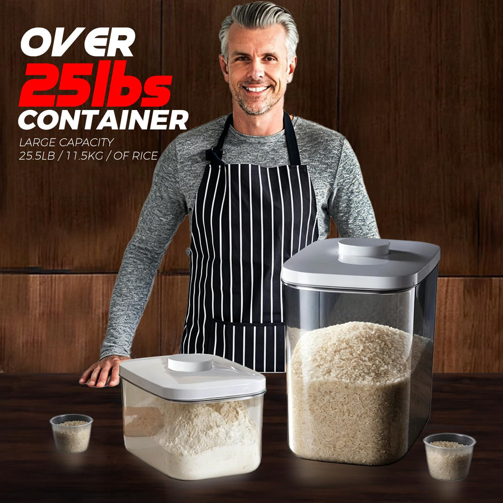 LivLab Rice Container 20-25 Lbs - Airtight with Measuring Cup, PET BPA-FREE
