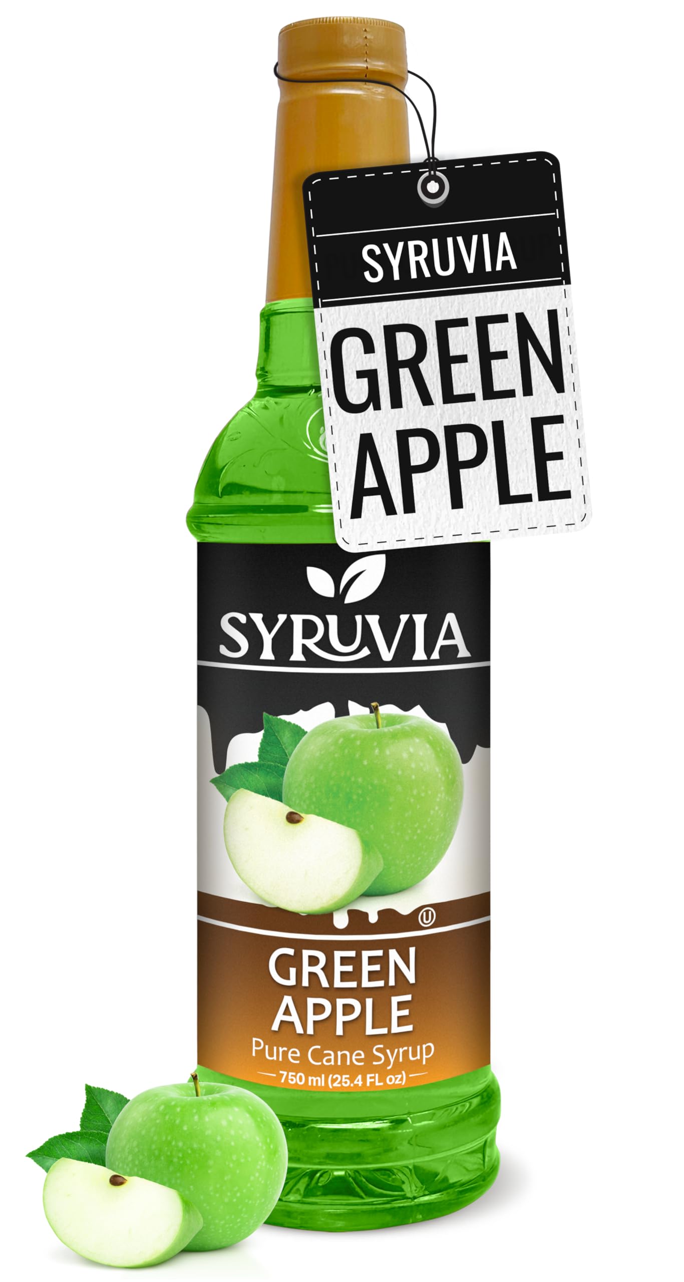 Syruvia Green Apple Syrup, Flavored Syrup for Cocktails, Fruit Drinks, Lemonades, and Desserts – 25.4 fl oz