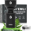 Hemli 16 oz Pour Over Camp Coffee Maker Set– Vacuum Insulated Mug with Leakproof Lid, Stainless Steel Micro Filter, Portable Coffee Maker for Camping, Travel & Outdoor Adventures