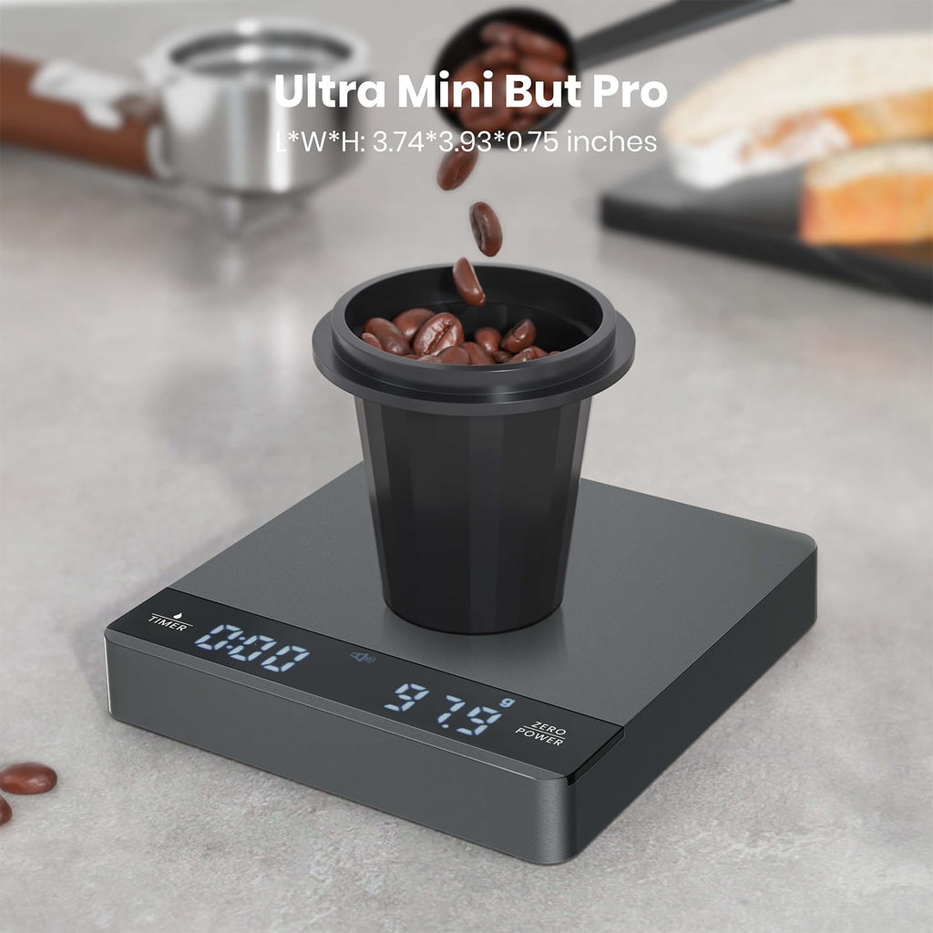 Maestri House S1 Metal Mini Espresso Coffee Scale with Timer, 2kg/0.1g