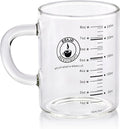 8 Oz Glass Measuring Cup, Espresso Shot Glasses, Clear Coffee Mugs for Hot or Cold Drinks With Handle, Microwave Safe Graduated High Borosilicate Cup (Black)