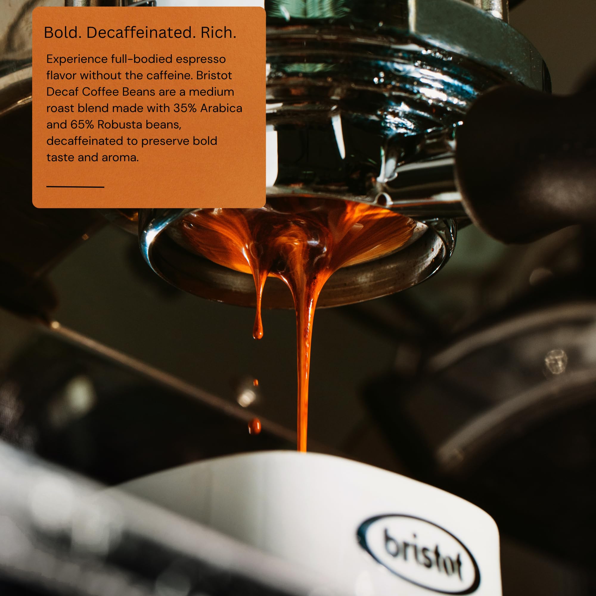 Bristot Decaf Italian Coffee Beans – Medium Roast Whole Espresso Beans – Smooth & Rich Flavor – 1.1 lb (500g) Bag – Roasted in Italy