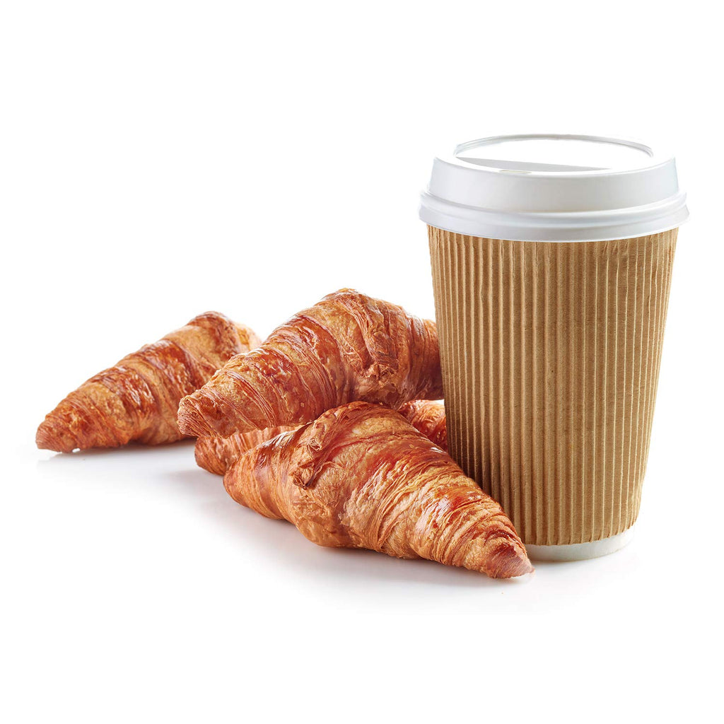GUSTO [12 oz. - 500 Count Insulated Kraft Ripple Paper Hot Cups, Disposable Coffee Cups With Lids - Ideal for Hot Beverages, Travel, and Office Use (Formerly Comfy Package)