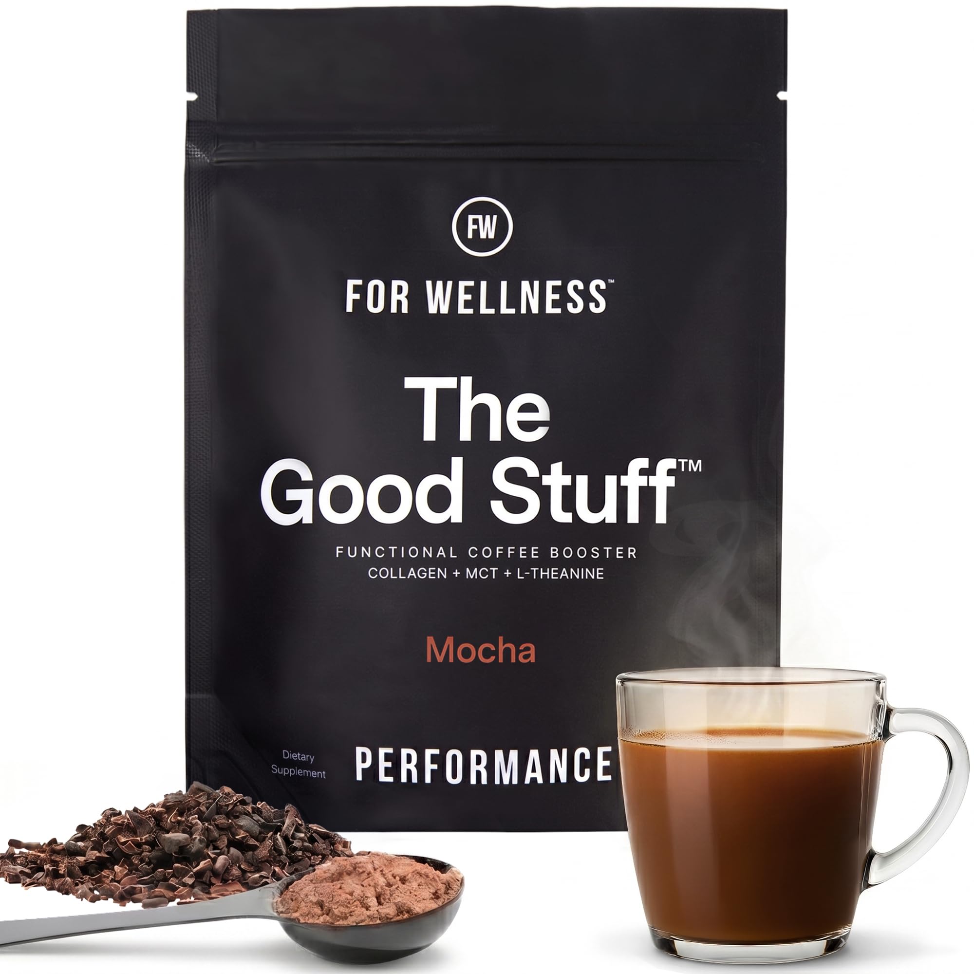 The Good Stuff | Mocha Coffee Booster | Healthy Coffee Creamer for Focus & Energy | Keto, Non-Dairy Creamer Powder with MCT Oil, Collagen & L-Theanine | 30 Servings