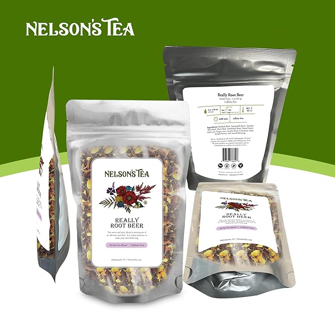Nelson's Tea Really Root Beer - Sarsaparilla Root Herbal Loose Leaf Tea; Blend of Flavors like Sarsaparilla, Sassafras Burdock, and More! - Sample