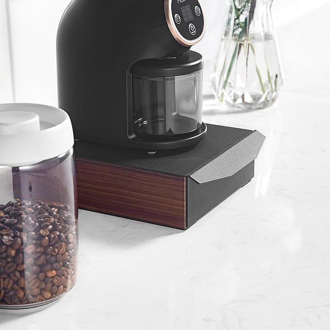 MOJAE Espresso Knock Box Drawer,Stainless Steel Detachable Coffee Ground Knock Container with Removable Knock Bar and Anti-Slip Base, Black