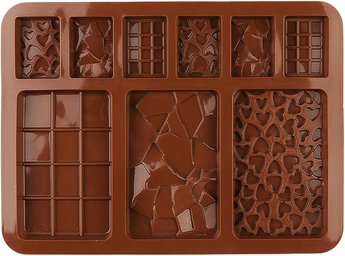 C-CO Food Grade Break-Apart Chocolate Molds, Set of 4 Packs Non-Stick Silicone Protein and Energy Bar Molds