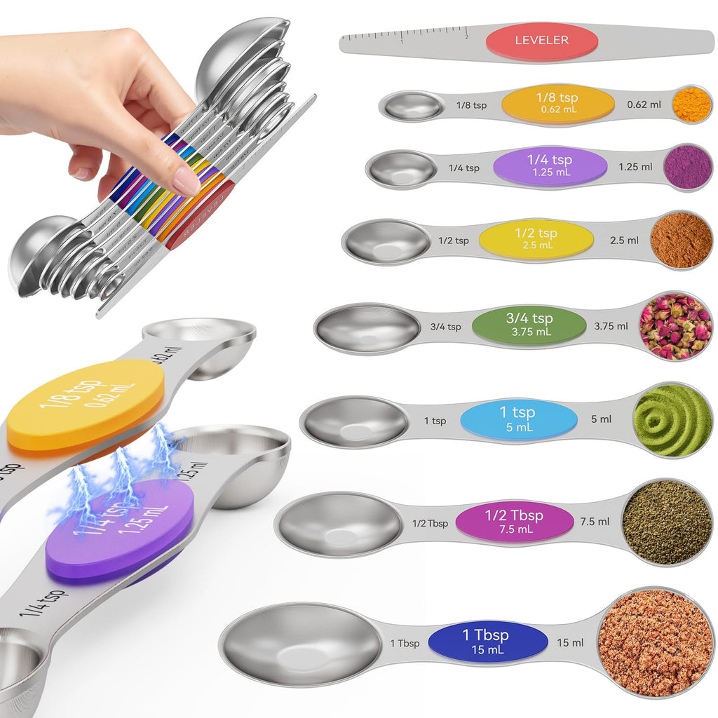 Abtrino Magnetic Measuring Spoons Set with Measurement Markings | Colorful