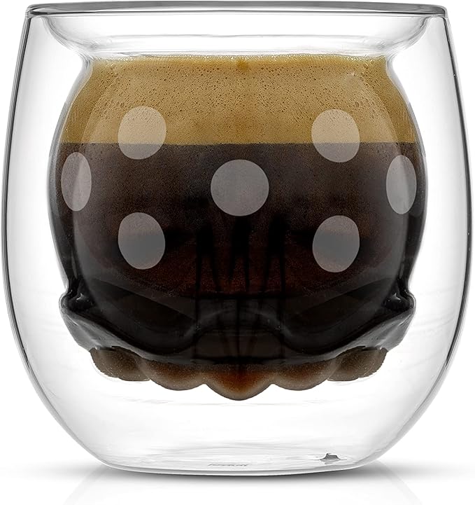 JoyJolt Mickey Pants and Minnie Skirt 3D 2oz Espresso Cups. Double Walled Espresso Glasses (2pc) Small Double Wall Glass Coffee Cups. Demitasse Cups, Espresso Measuring Cup or Liqueur Shot Glasses