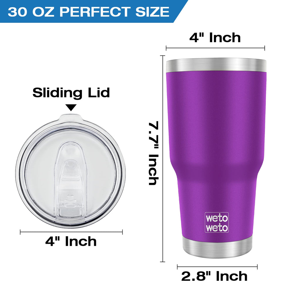 WETOWETO 30oz Tumbler, Stainless Steel Vacuum Insulated Water Coffee Tumbler Cup, Double Wall Powder Coated Spill-Proof Travel Mug Thermal Cup for Home Outdoor (Purple, 1 Pack)