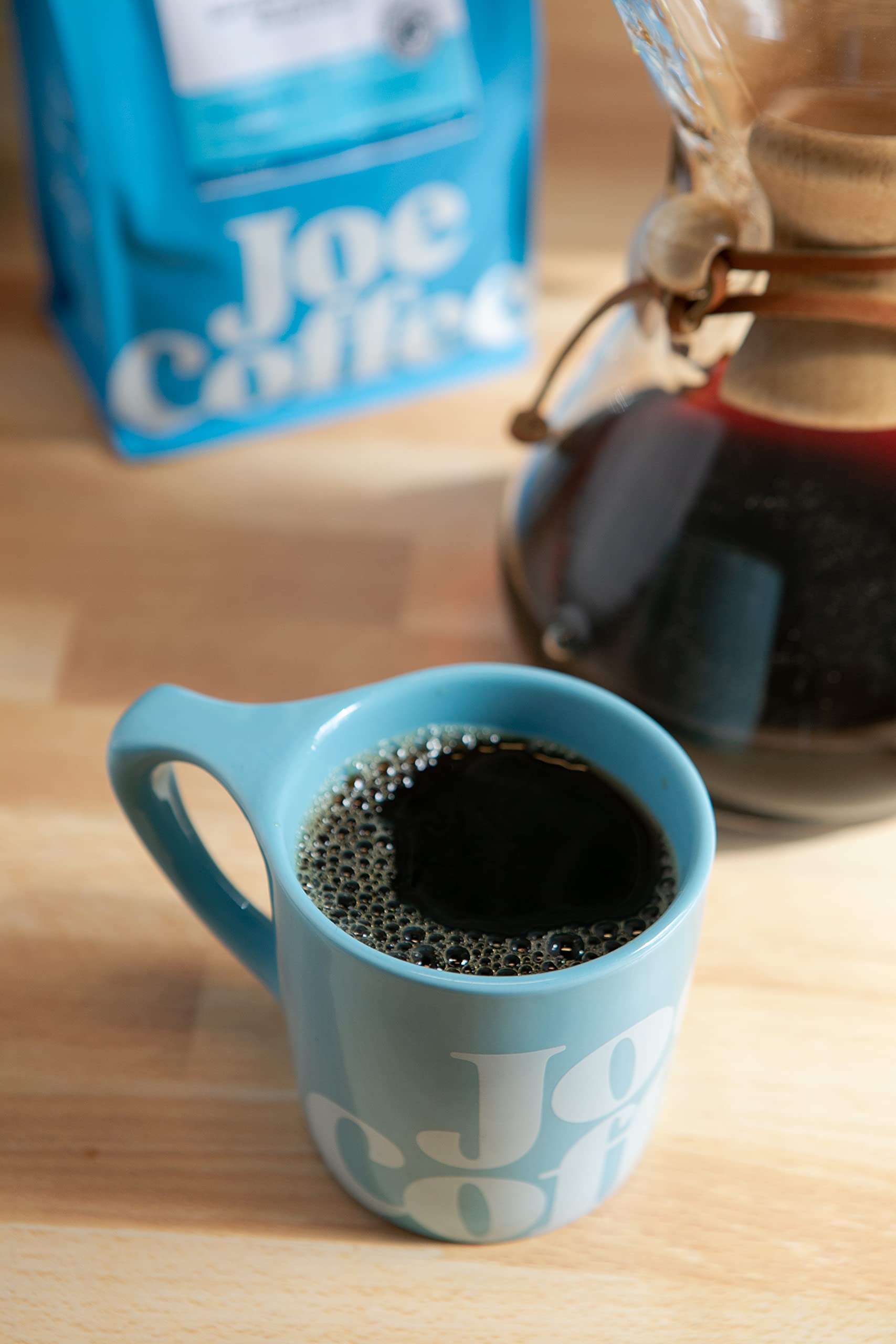 Joe Coffee Company, Half Decaf Half Regular Coffee Beans, Medium Roast, Chemical Free Decaffeination Process, Whole Bean, 12 oz Bag