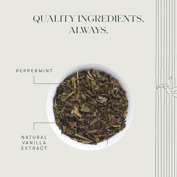 Luxmi Estates Vanilla Peppermint Organic Peppermint Tea (50 Tea Bags) Caffeine Free Tea Bags For Relaxing, Calming, and Stress Relief, With Certified Organic Herbal Tea