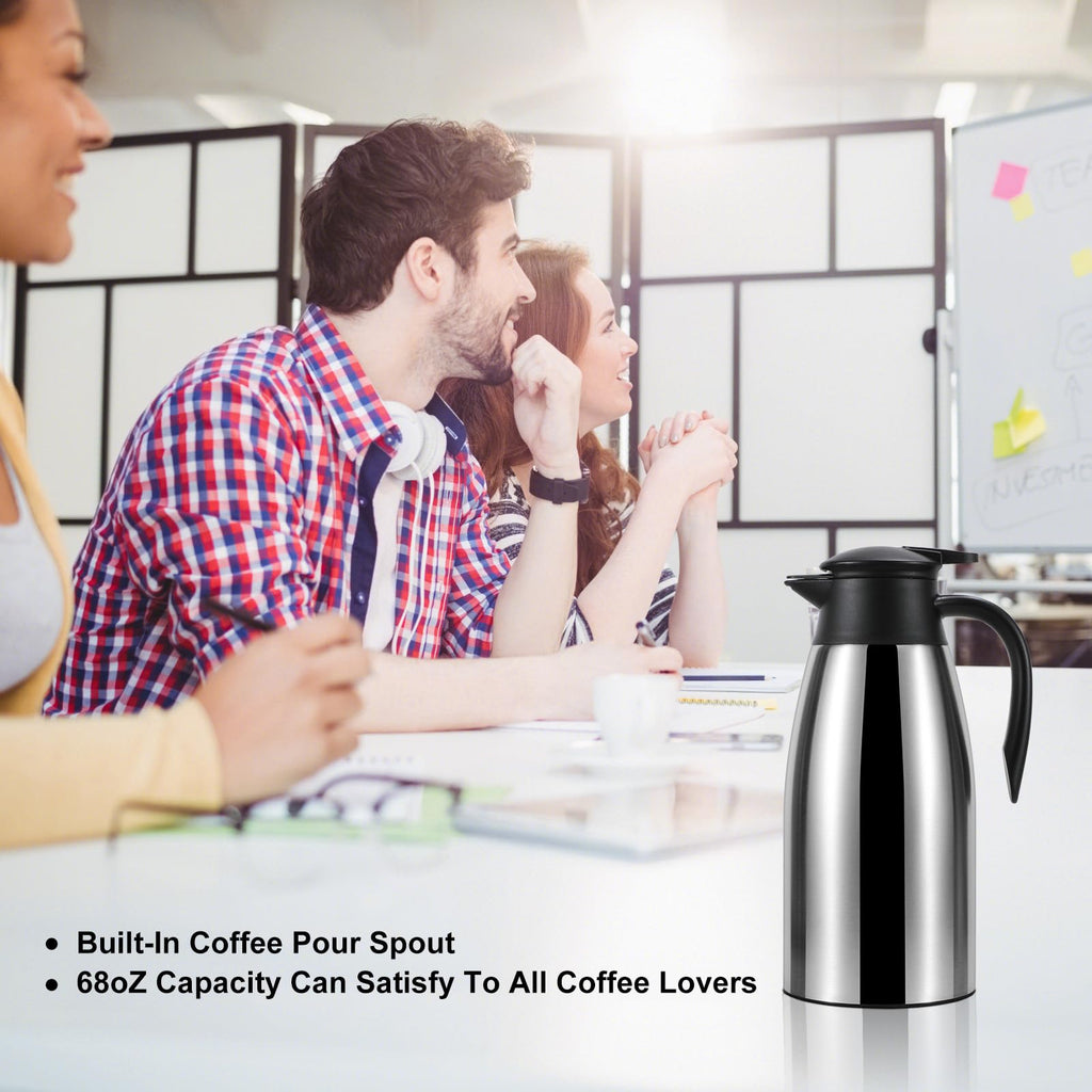 ThermoCafe 70 Oz Double Walled Vacuum Insulated Stainless Steel Carafe - Keeps Coffee & Water Hot for 12 Hours