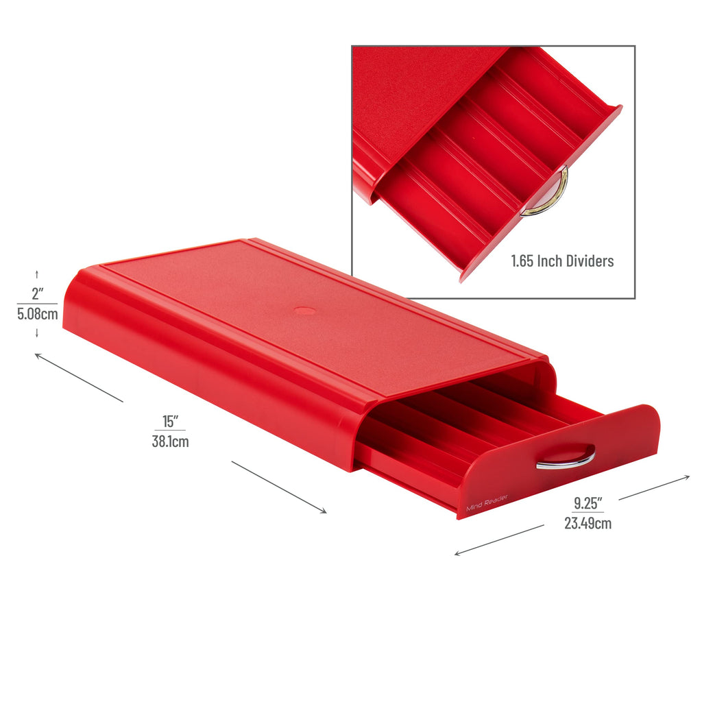 Mind Reader Nespresso Compatible Capsule Drawer, Countertop Organizer, Coffee Pod Holder, Storage, 9.25"L x 15"W x 2"H, Red