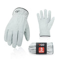 Vgo... 3-Pairs Unlined Cowhide Split Leather Work and Driver Gloves, for Heavy Duty, Truck Driving, Warehouse, Gardening, Farm (Size XL, White, CB9501)