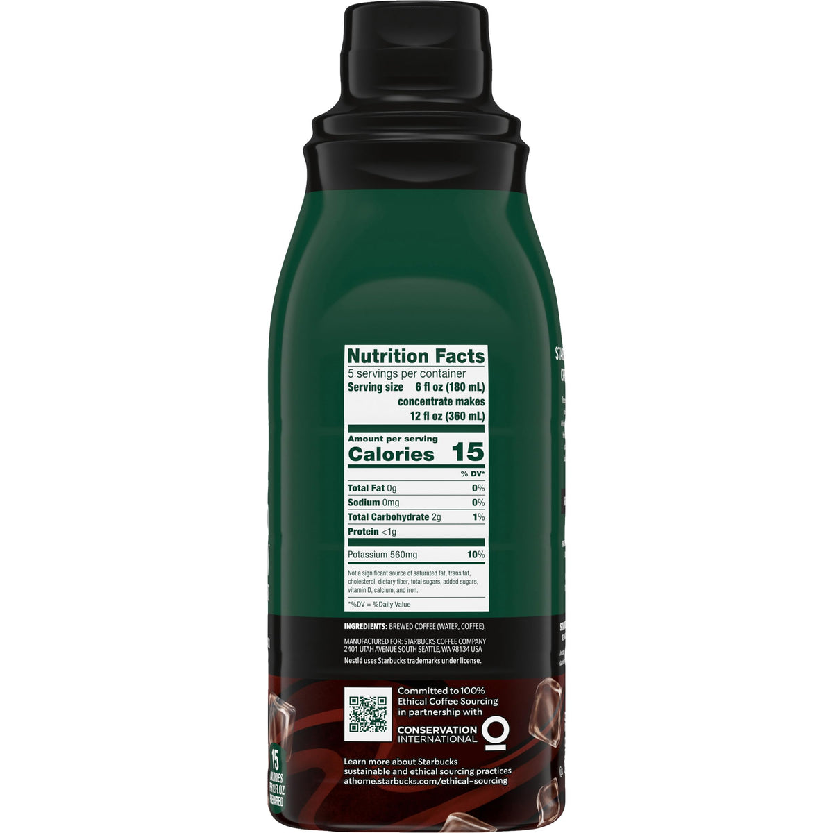 Starbucks Cold Brew Coffee Concentrate Signature Black, 32 fl oz Bottle